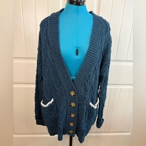 NWOT  Free People Montana Cable Cardi in Varsity Navy sz-XS